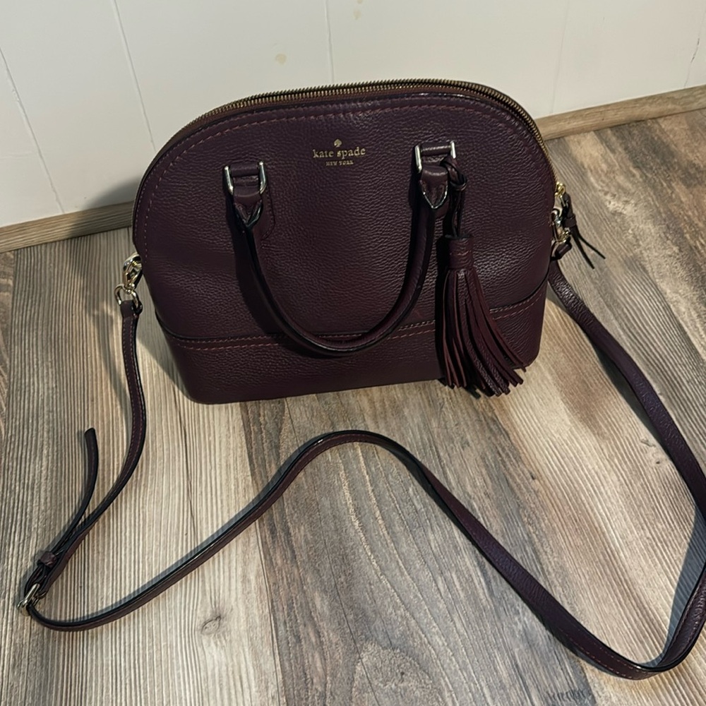 Plum Kate Spade Purse with crossbody strap